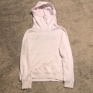 💐(Nike)JUST DO IT🎉 Pink/silver  sweat hood 🥳Sz.Large middle pocket💥